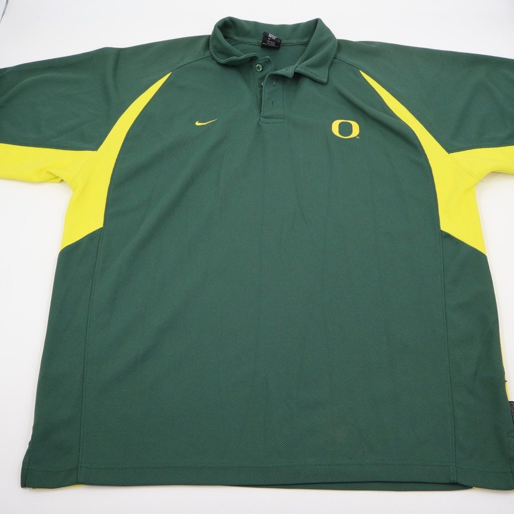 Nike Polo Shirt Mens XL Green Oregon Ducks Dri-FIT Colorblock Embroidered Logo